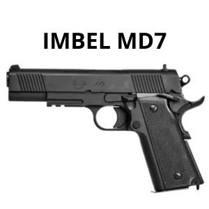 A pistola IMBEL MD7, com calibre .40 S&W e design ergonômico, é ideal para clubes de tiro e estandes no rio de janeiro e competições. .